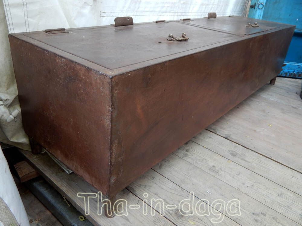 Long industrial metal low cabinet