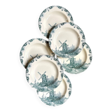 6 assiettes creuses Salins en terre de fer, service "Delft"