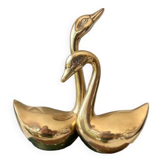 Duo of vintage brass swans