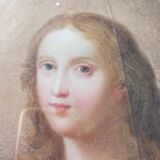 Ancient painting on glass depicting a female figure XVlll century