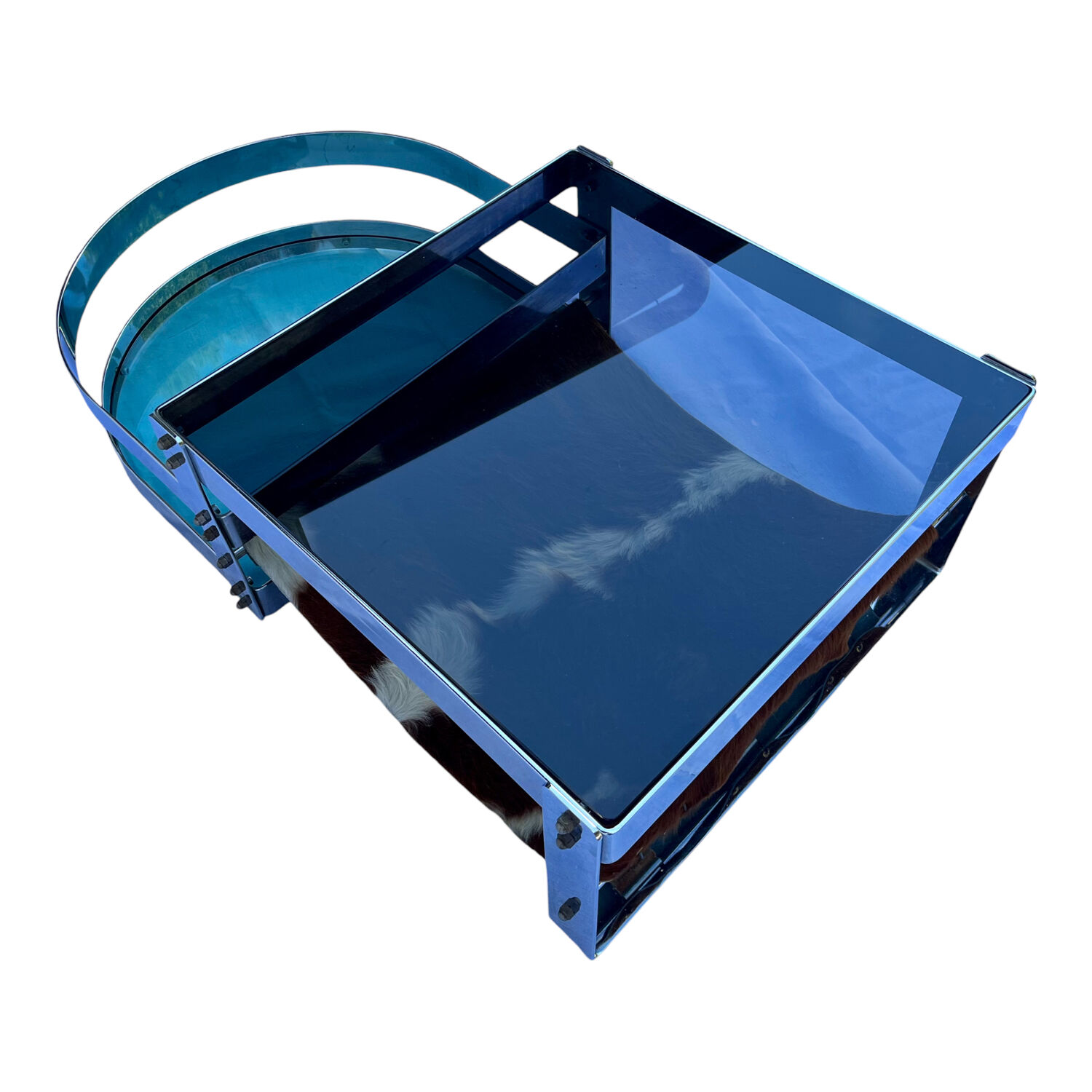 Glass and chrome steel coffee table