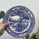 6 vintage English blue Staffordshire plates
