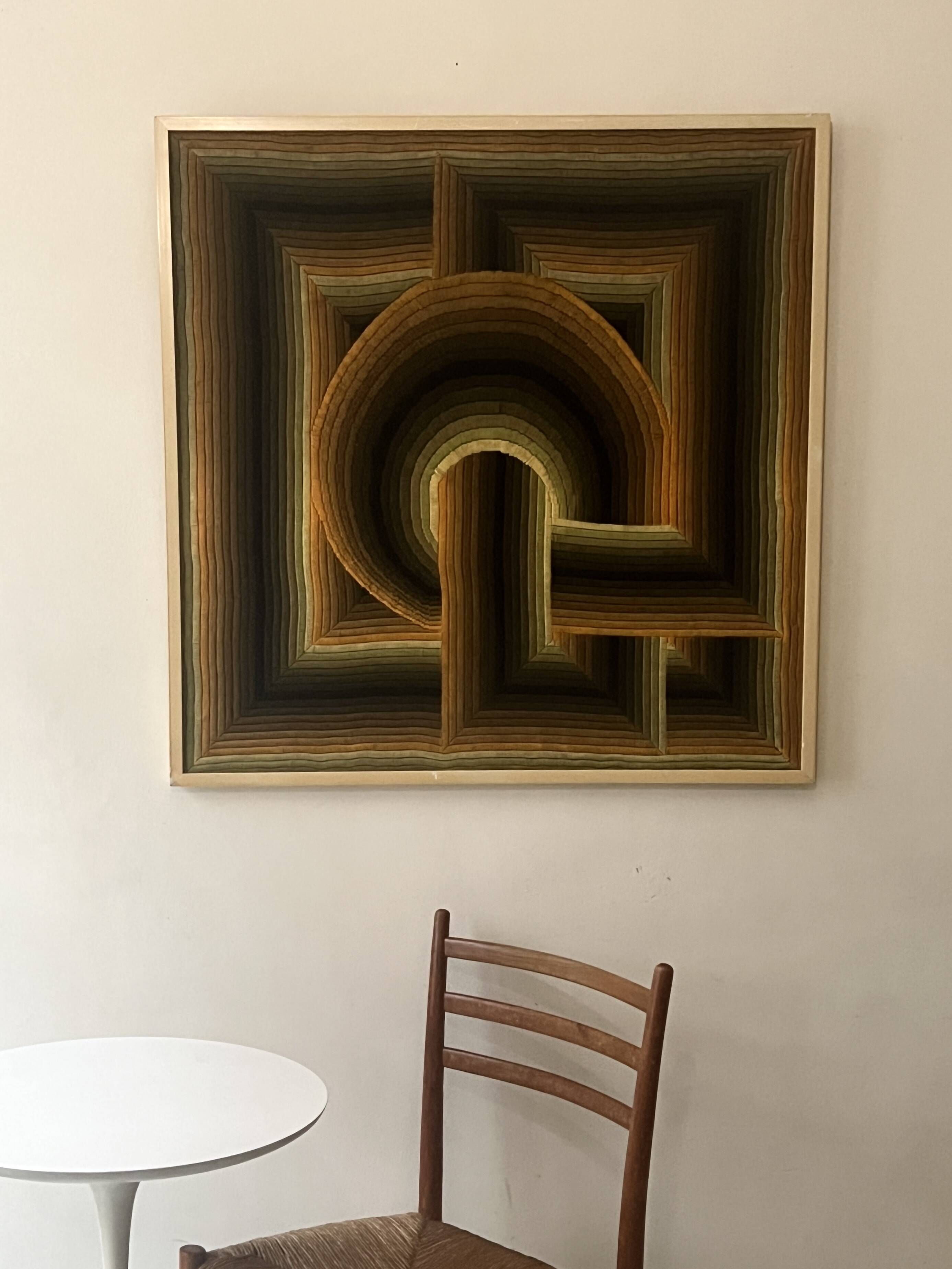 Patrice Allard, Kinetic Tapestry Painting, Vasarely School, Circa 1970