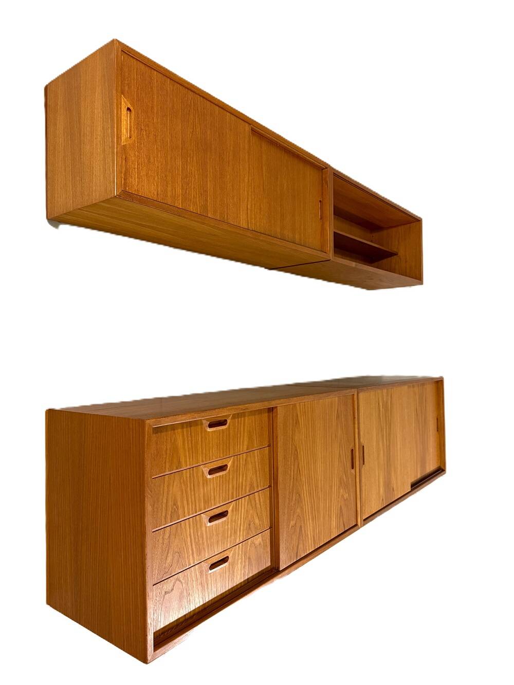 Teak wall system Sven Ellekaer Albert Hansen Denmark 1960s