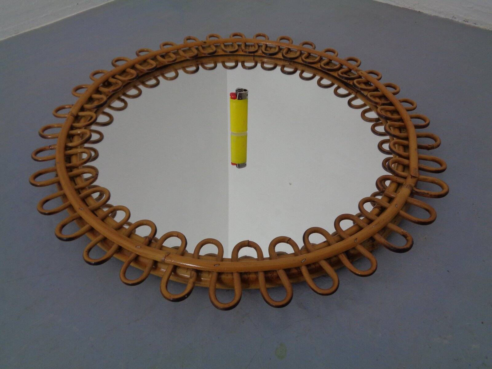 Small filigree Italian bamboo mirror, 1950s