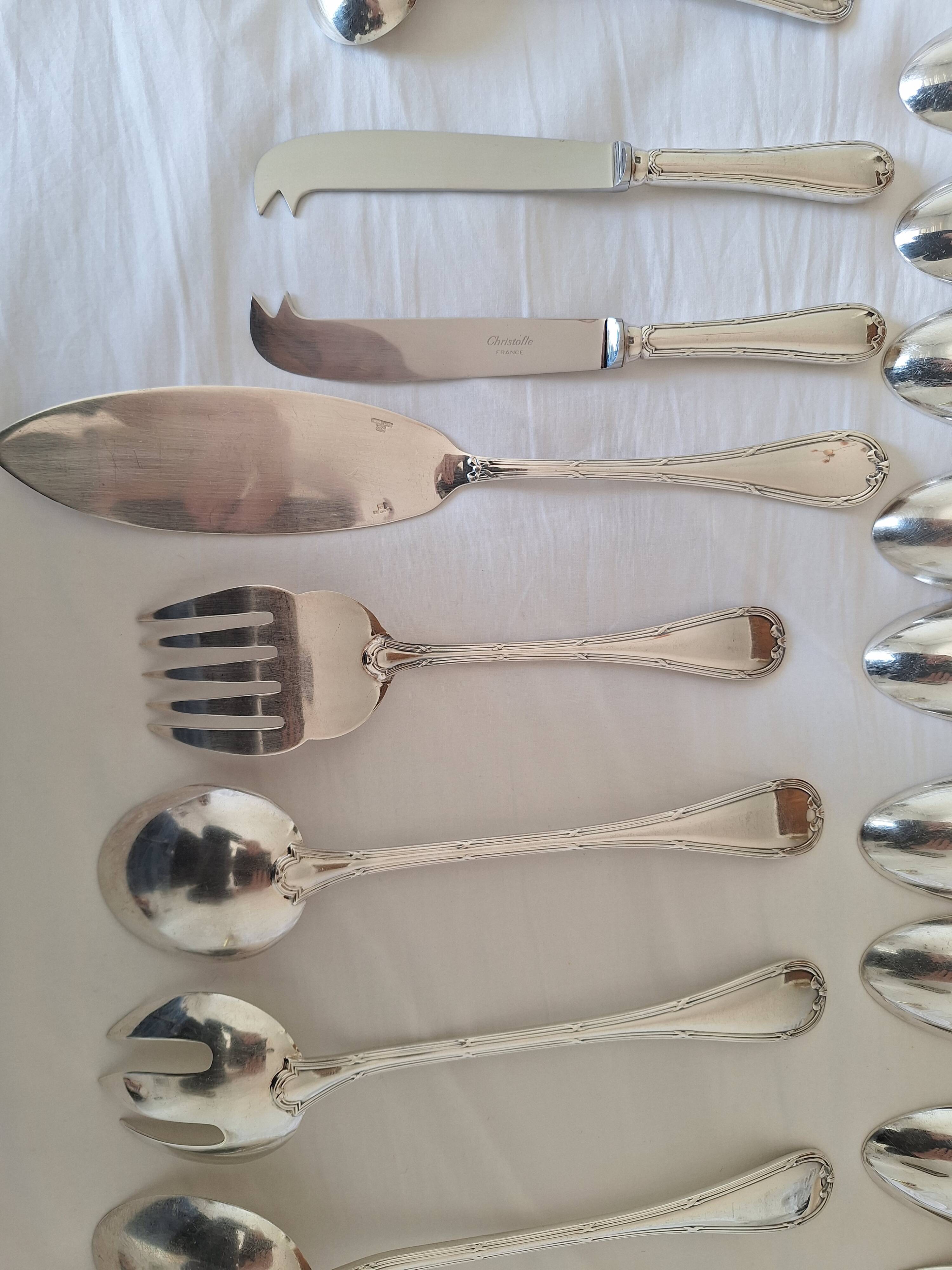 Christofle Rubans Cutlery Set - 133 pieces in silver-plated metal