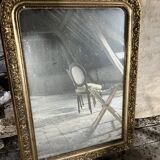Antique fireplace mirror, gilded stucco frame, 19th century