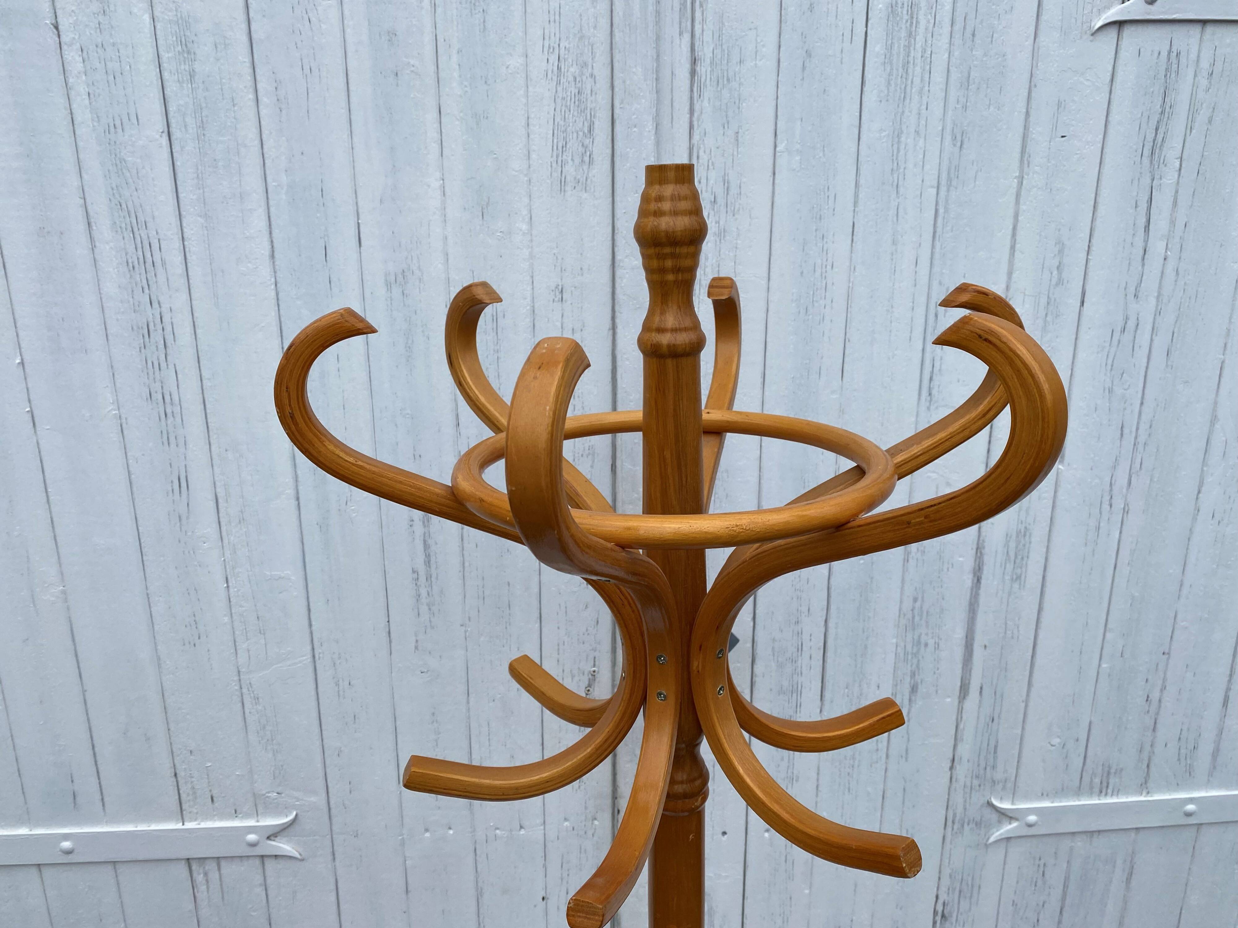 Baumann bistro style 1960 curved light wood parrot coat rack