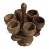 Vintage wooden egg cups – 6 pieces – 1950s