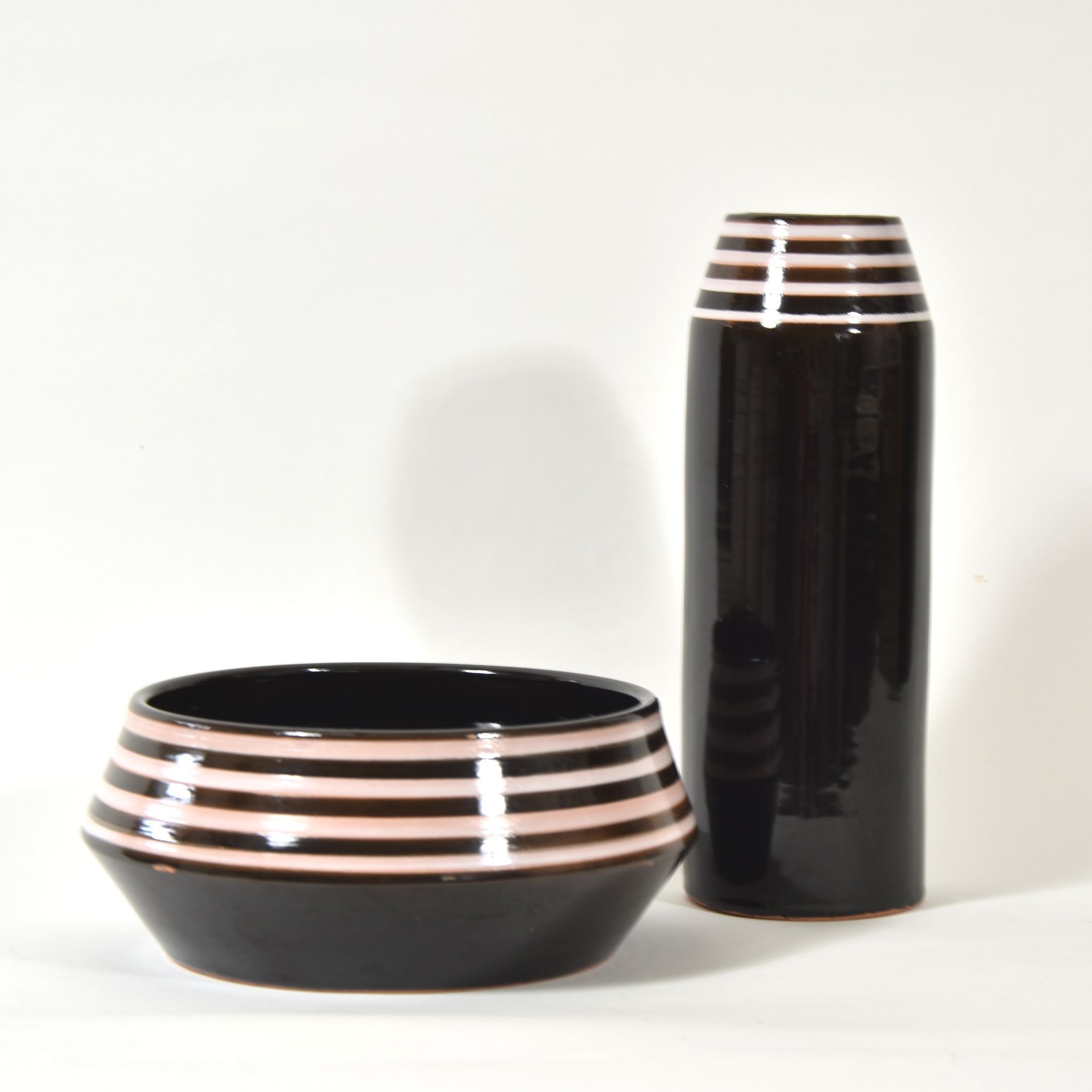 Set of bowl and vase, keralit litomyšl 1970s