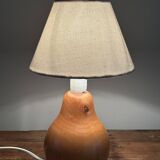 vintage wooden lamp small model with fabric shade 80's design
