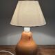 vintage wooden lamp small model with fabric shade 80's design
