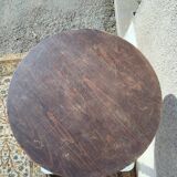 Small rustic antique tripod side table made of solid wood.