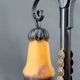 Lampe bicéphale Art Déco, fer forgé à double patine– Muller Frères, c. 1920