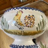 Soupière ancienne en terre cuite et faïence