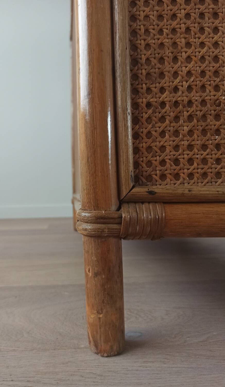 Bamboo and rattan chest of drawers, 70's