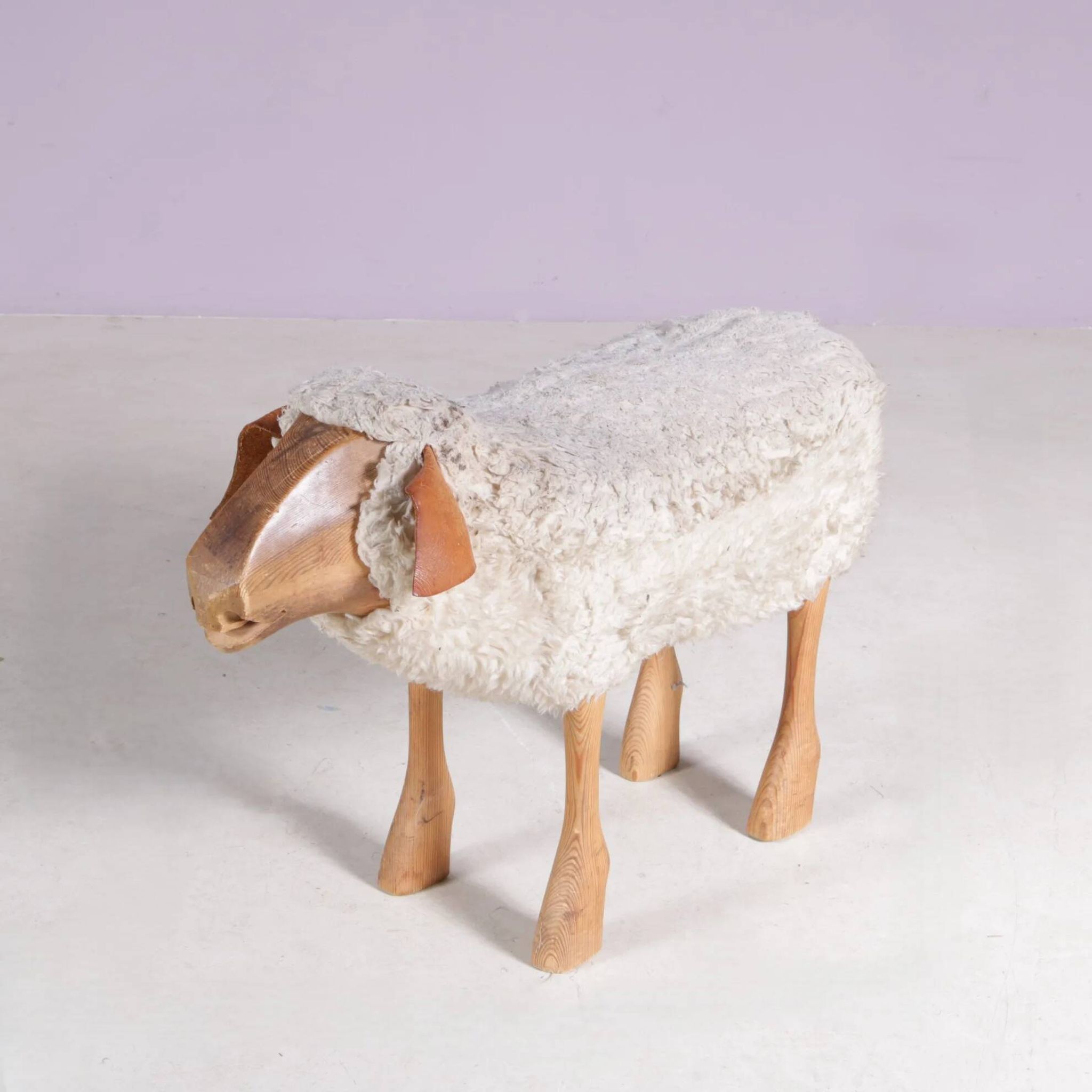 Sculpture, tabouret mouton par Peter Krafft, Allemagne années 1960