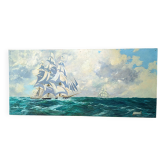 peinture marine bretonne 270x132cm