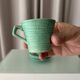 Set of 4 Vintage Jade Green Studio Pottery Espresso Cups & Saucers – Hand G