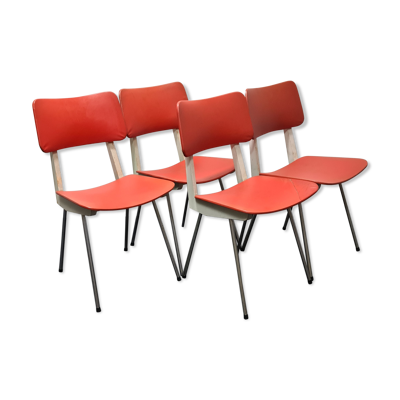 Quatre chaises de cuisine vintage des années 50
