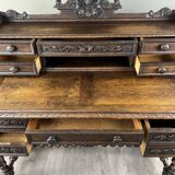 Bureau En Chêne Sculpté, Style Renaissance, XIXe Siècle