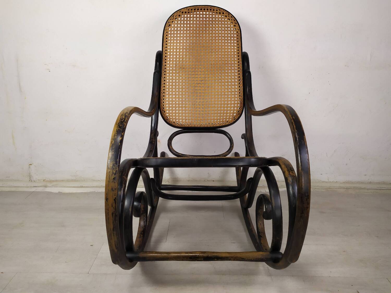 Black curved wood rocking chair