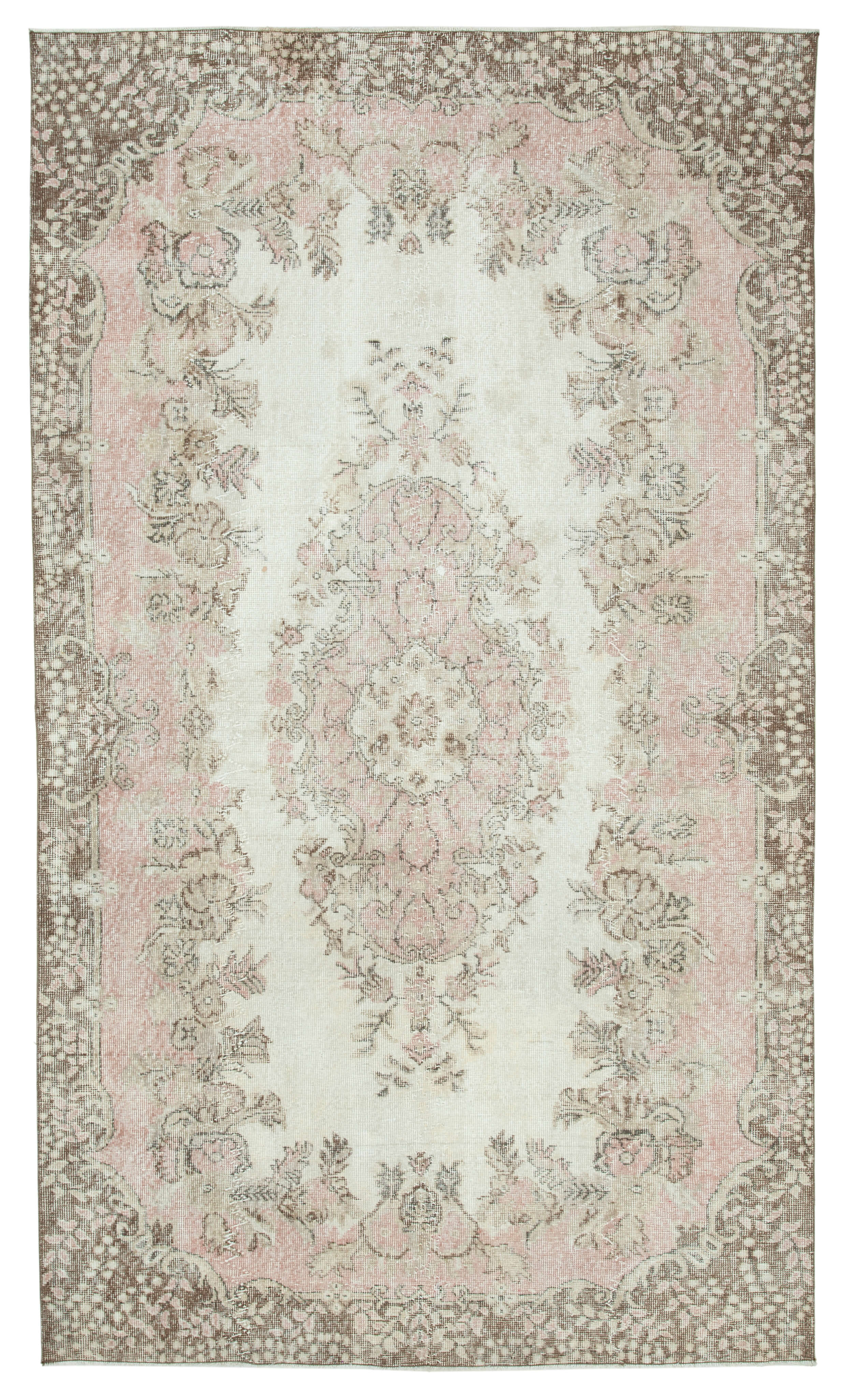 Hand-knotted vintage turkish beige rug 170 cm x 290 cm