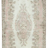Hand-knotted vintage turkish beige rug 170 cm x 290 cm