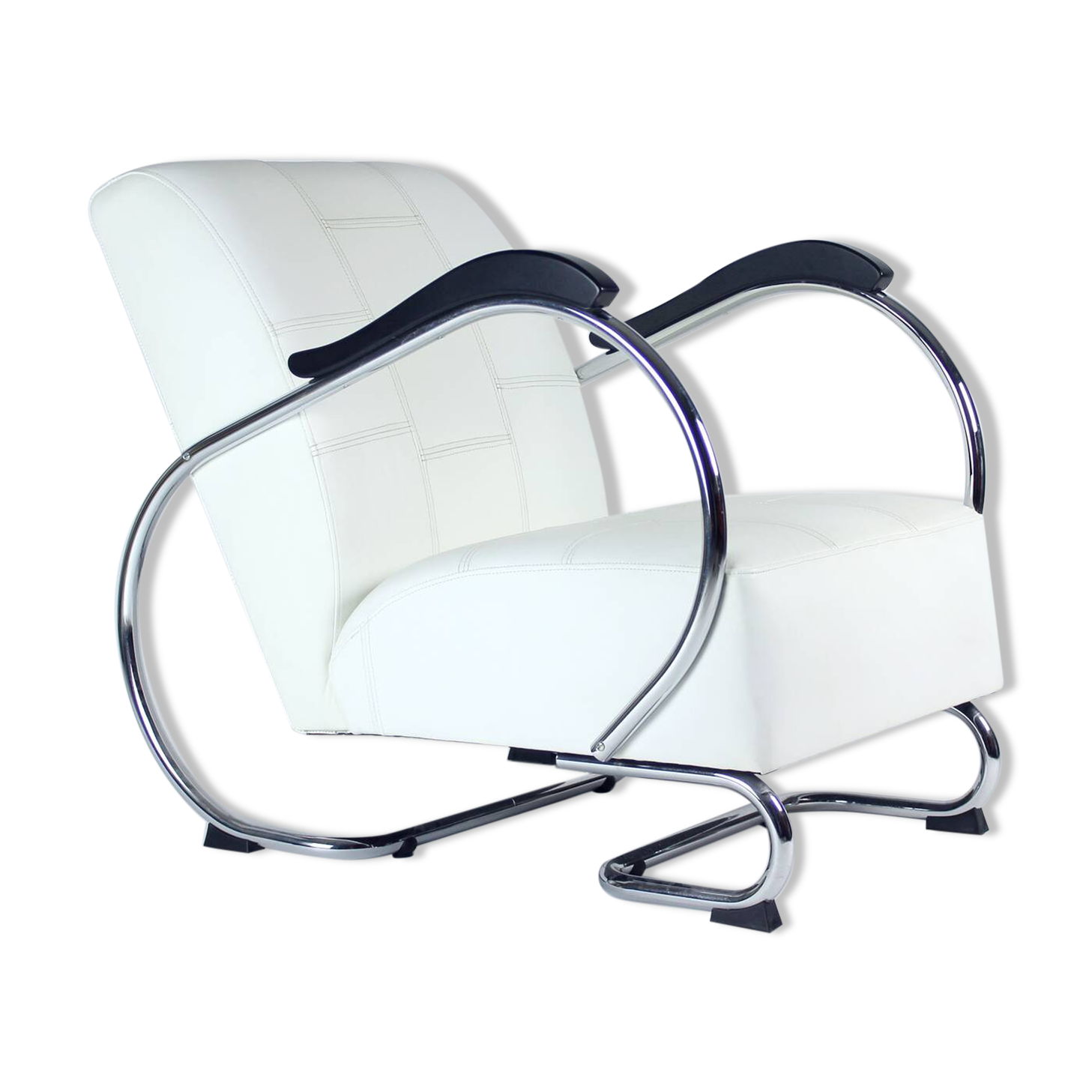 1930s Chrome & Leather Armchair By Hynek Gottwald, Czechoslovakia