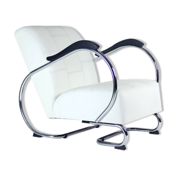 1930s Chrome & Leather Armchair By Hynek Gottwald, Czechoslovakia