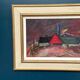 Original Swedish Oil on Panel – “Huts” – Vintage & Framed – 77 × 41 cm