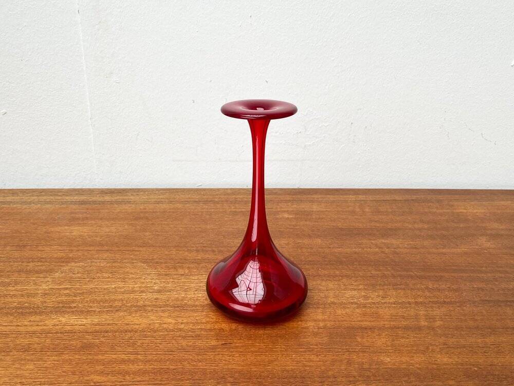 Vintage red glass solifleur vase by Cari Zalloni for WMF.