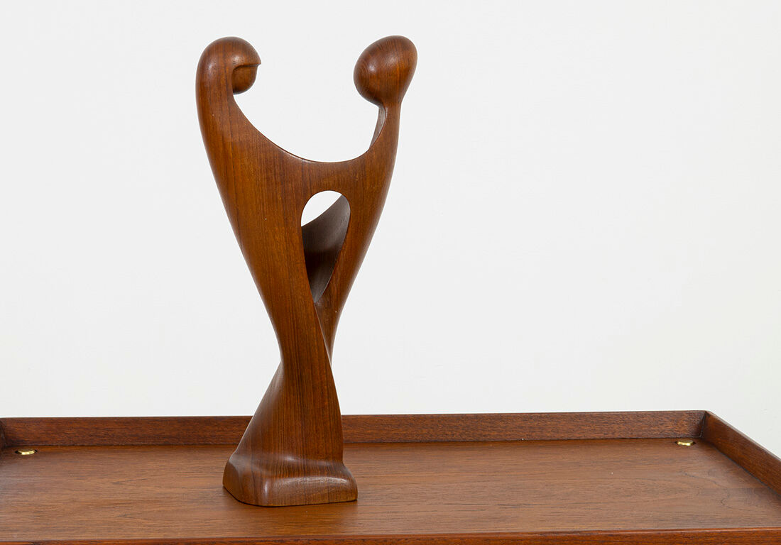 Teak Sculpture of Dancing Lovers by Simon Randers, Denmark, 1970s