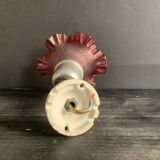 Antique wall light, tulip in pink glass and silver metal, 1920