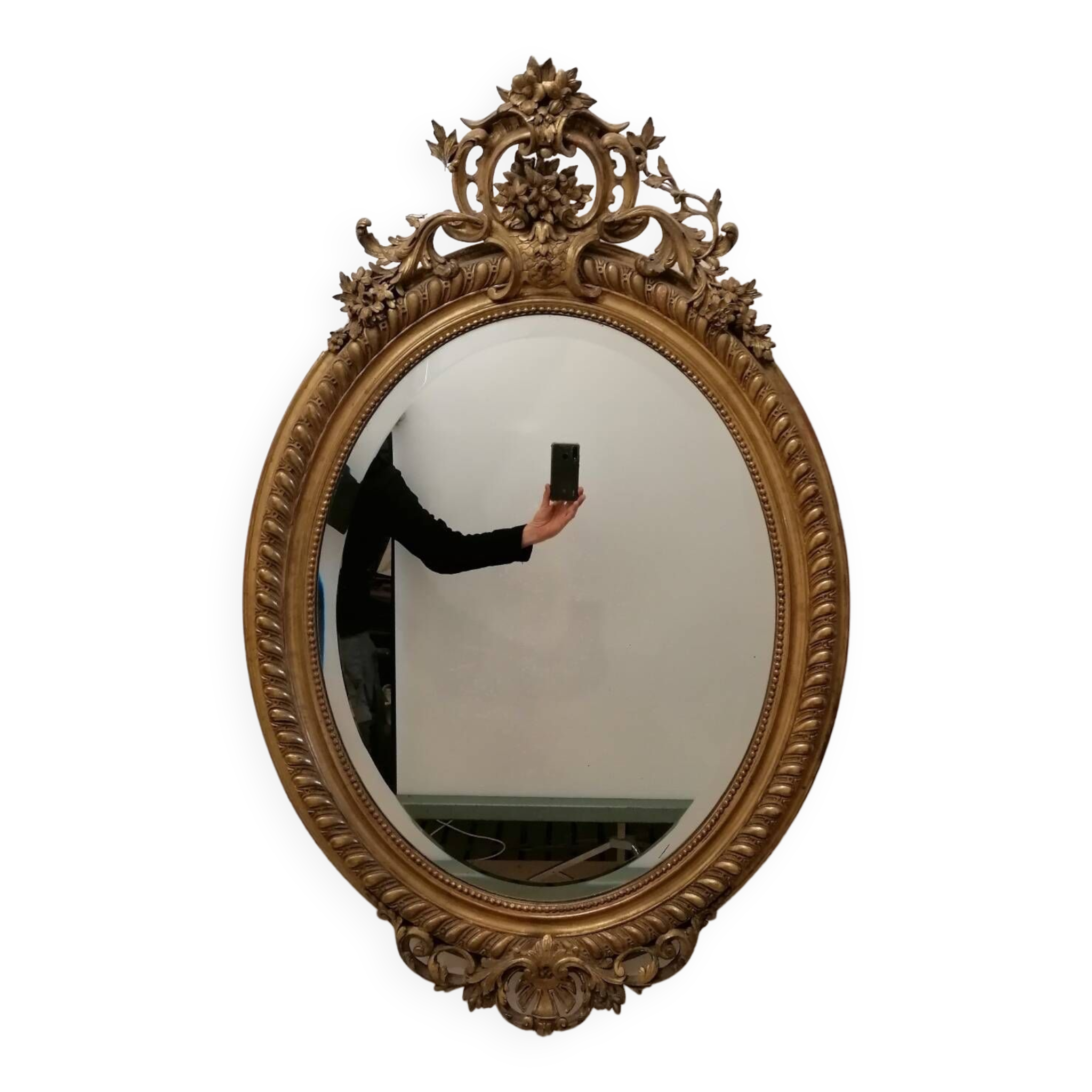 Louis XV style mirror in wood and gilded stucco, Napoleon III period
