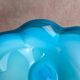 Large vintage blown glass bowl in turquoise – Murano style – applied flower