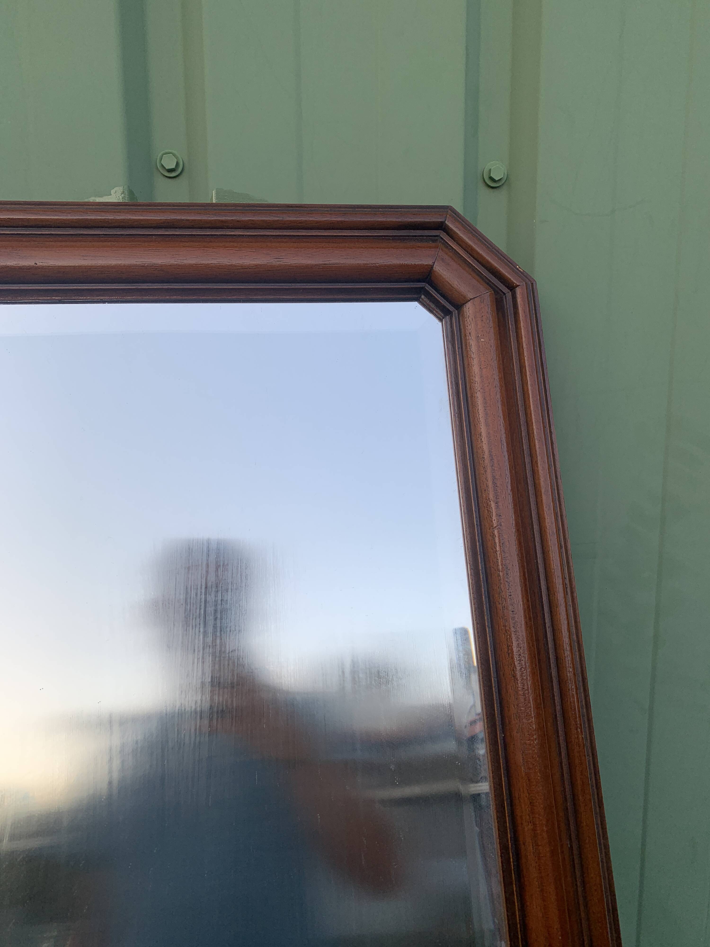 Octagonal beveled wooden mirror 71 x 55