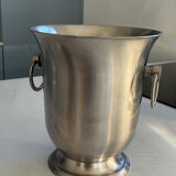 Stainless steel champagne bucket signed Guy Degrenne, antique metal decoration -