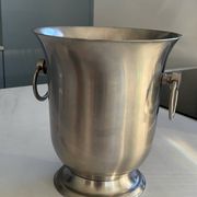 Stainless steel champagne bucket signed Guy Degrenne, antique metal decoration -
