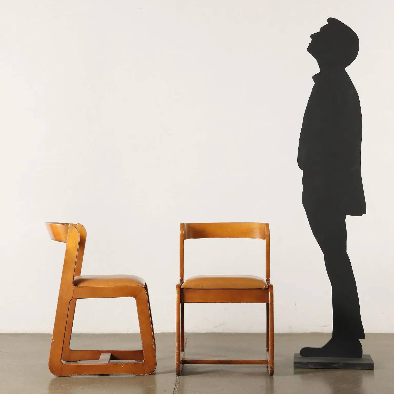 Chaises vintage par Mario Sabot années 1970 en bois de hêtre peint et tissu