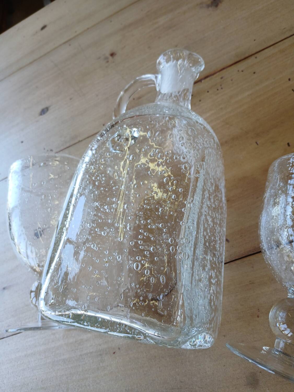 Antique blown amber bubble glass jar