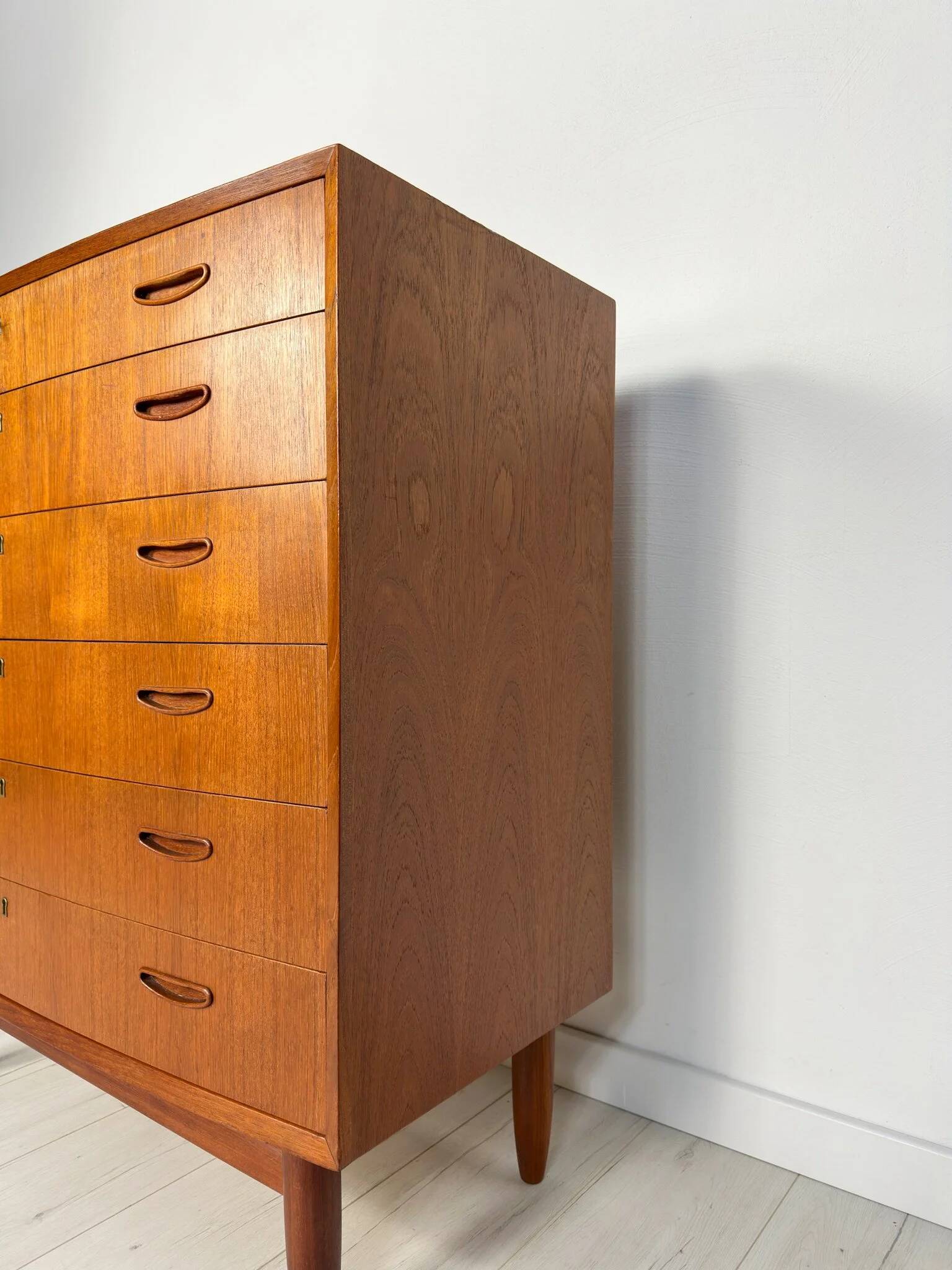1960s Vintage Danish Teak Bow Front Chest of Drawers