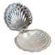 Scallop shell butter dish in metal and glass