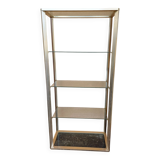 Vintage shelving unit in gold aluminum and glass