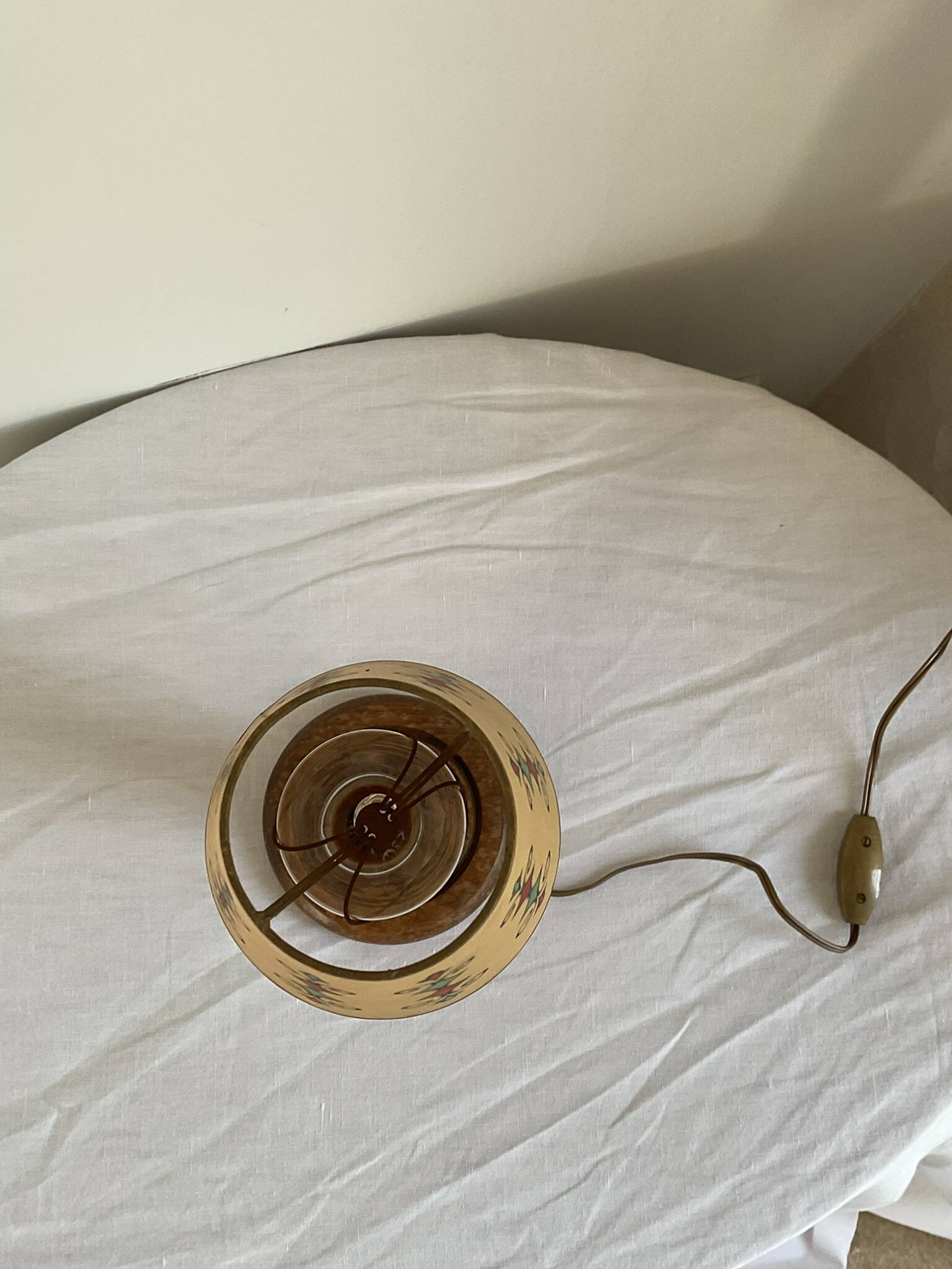 Vintage turned wooden lamp, in the style of Charles Dudouyt.