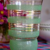 Granite glass vase almond green and golden 1950