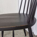 Chaise de salle à manger vintage en hêtre noir : style Ilmari Tapiovaara, scandinave