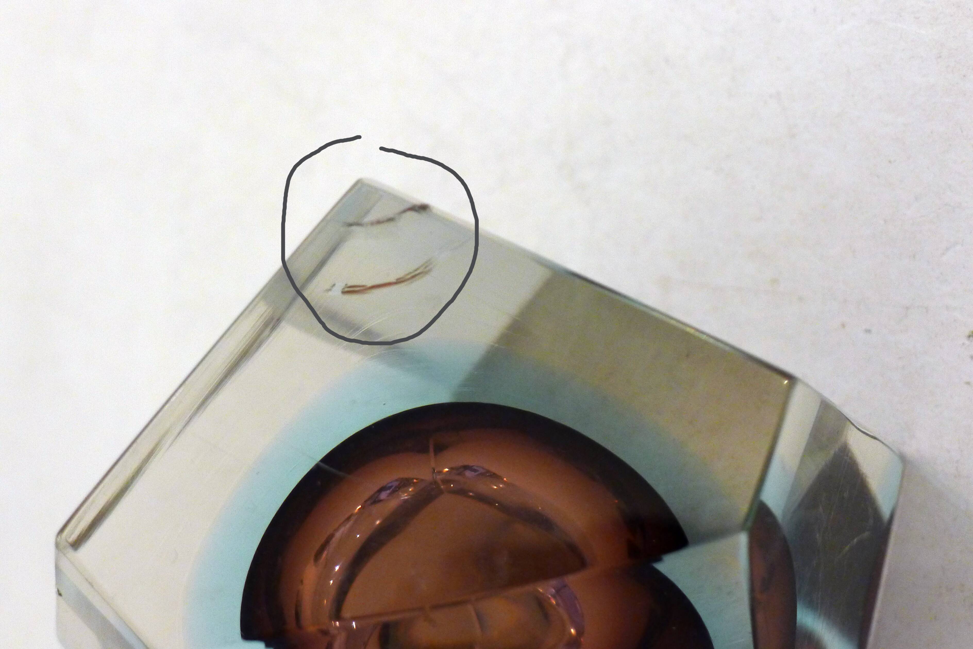 Sommerso faceted ashtray and pocket tray, made of Murano glass.