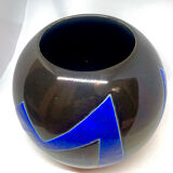 Vase boule français céramique - J. Suzor motif géométrique - Ruban