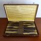 12 old Art Deco horn and stainless steel knives in case